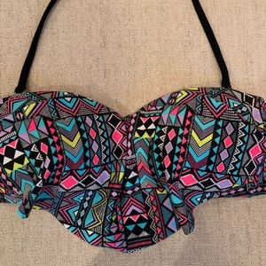 Hula Honey Bikini Top Black/Multicolor NWT Size S